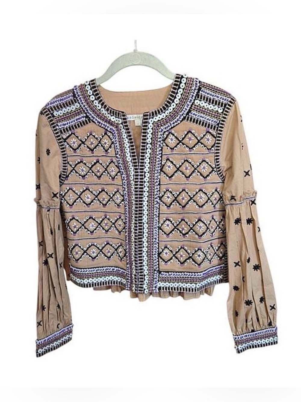 Veronica Beard Rocci Beaded Embroidered Cotton Jacket